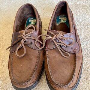 DR SCHOLLS MEN'S DK BROWN LEATHER  BOAT SHOE LACE UP SZ 13 M
